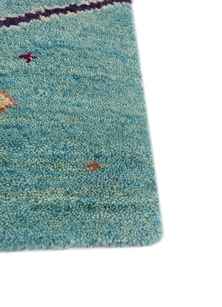 manchaha blue wool and bamboo silk hand knotted Rug - Corner