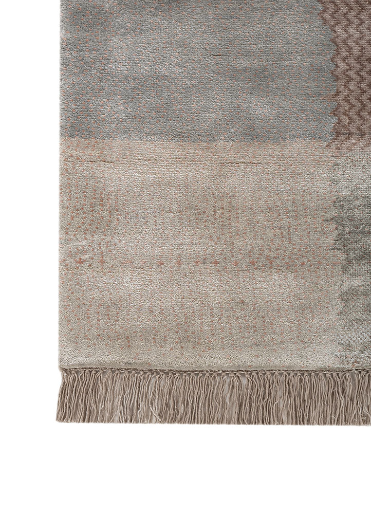 manchaha blue wool and bamboo silk hand knotted Rug - Corner