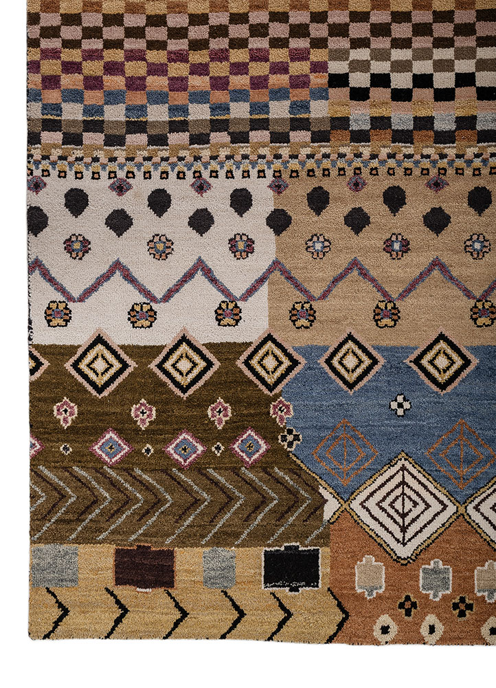 manchaha grey and black wool and bamboo silk hand knotted Rug - Corner