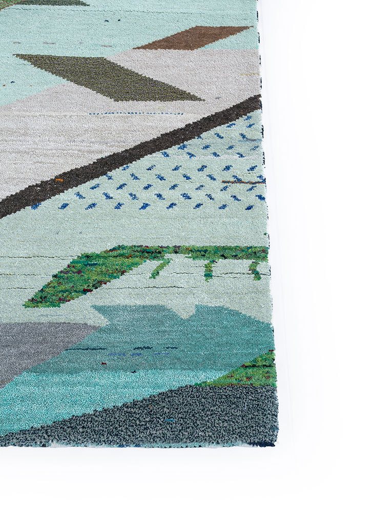 freedom manchaha multi wool and bamboo silk hand knotted Rug - Corner