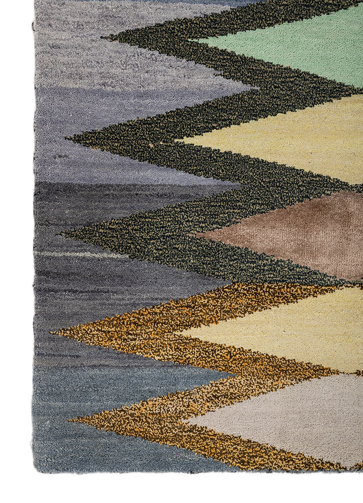 freedom manchaha blue wool and bamboo silk hand knotted Rug - Corner