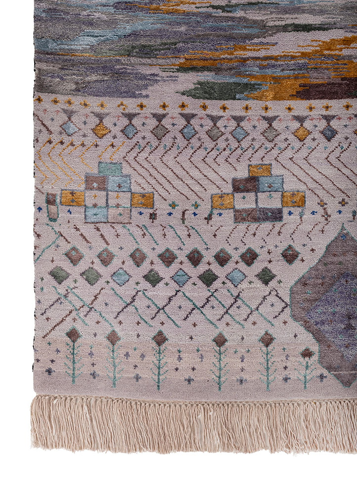 freedom manchaha pink and purple wool and bamboo silk hand knotted Rug - Corner