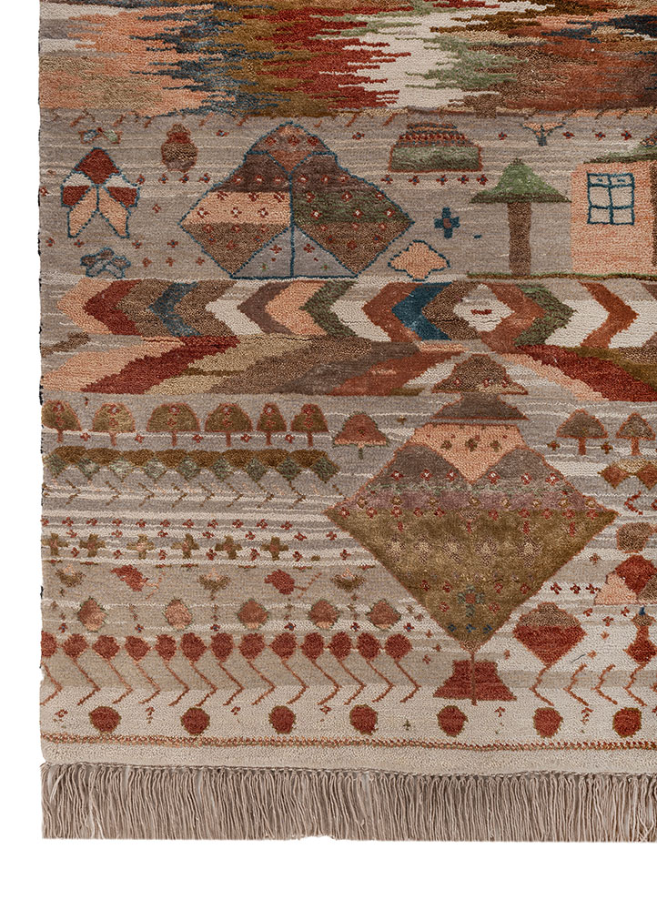 freedom manchaha ivory wool and bamboo silk hand knotted Rug - Corner