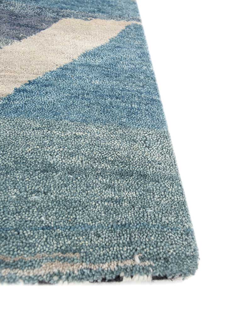 freedom manchaha blue wool and silk hand knotted Rug - Corner