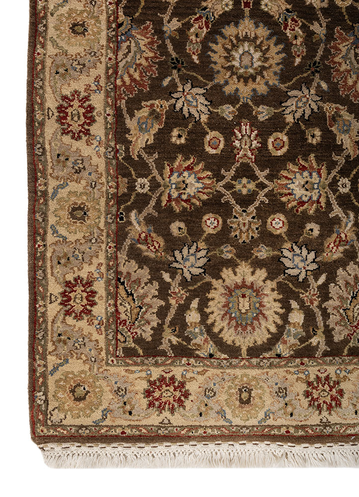 gulnar beige and brown wool hand knotted Rug - Corner