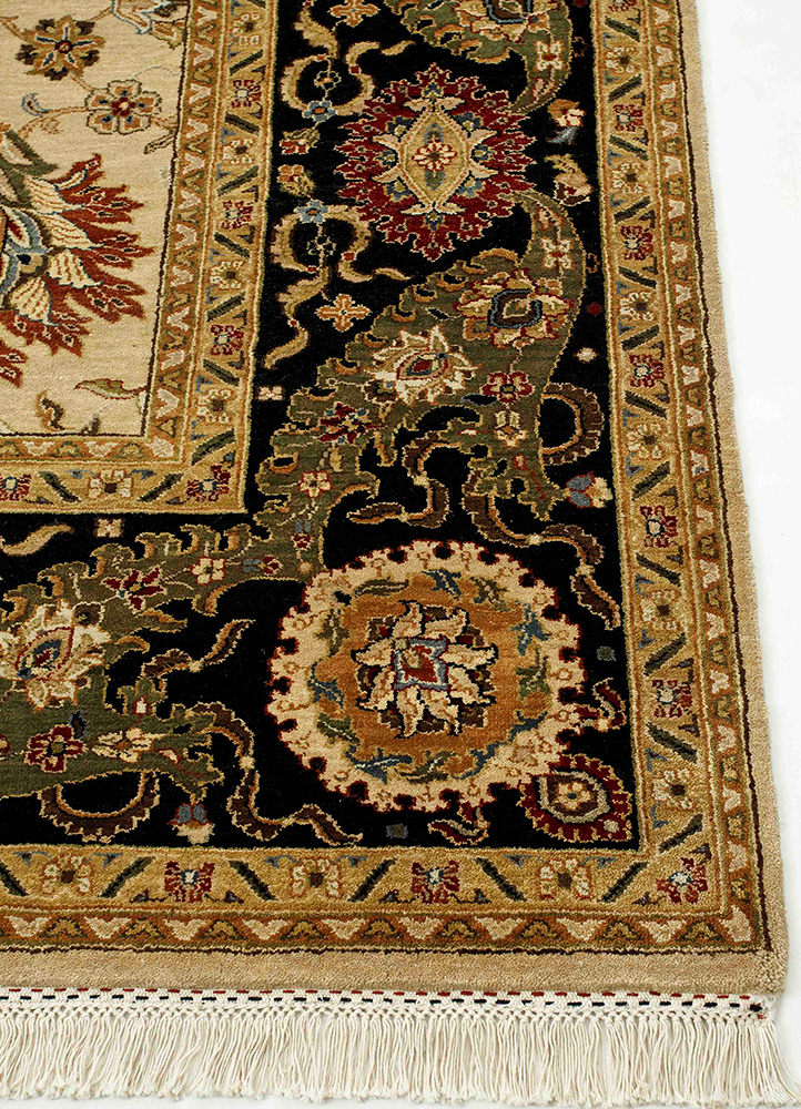 gulnar gold wool hand knotted Rug - Corner