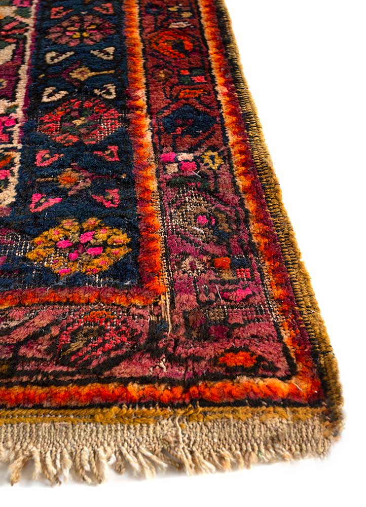 kiaan red and orange wool hand knotted Rug - Corner