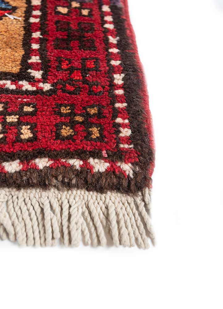 aalam blue wool hand knotted Rug - Corner