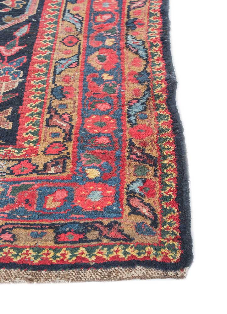 aalam blue wool hand knotted Rug - Corner
