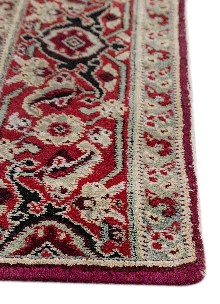 aalam red and orange wool hand knotted Rug - Corner
