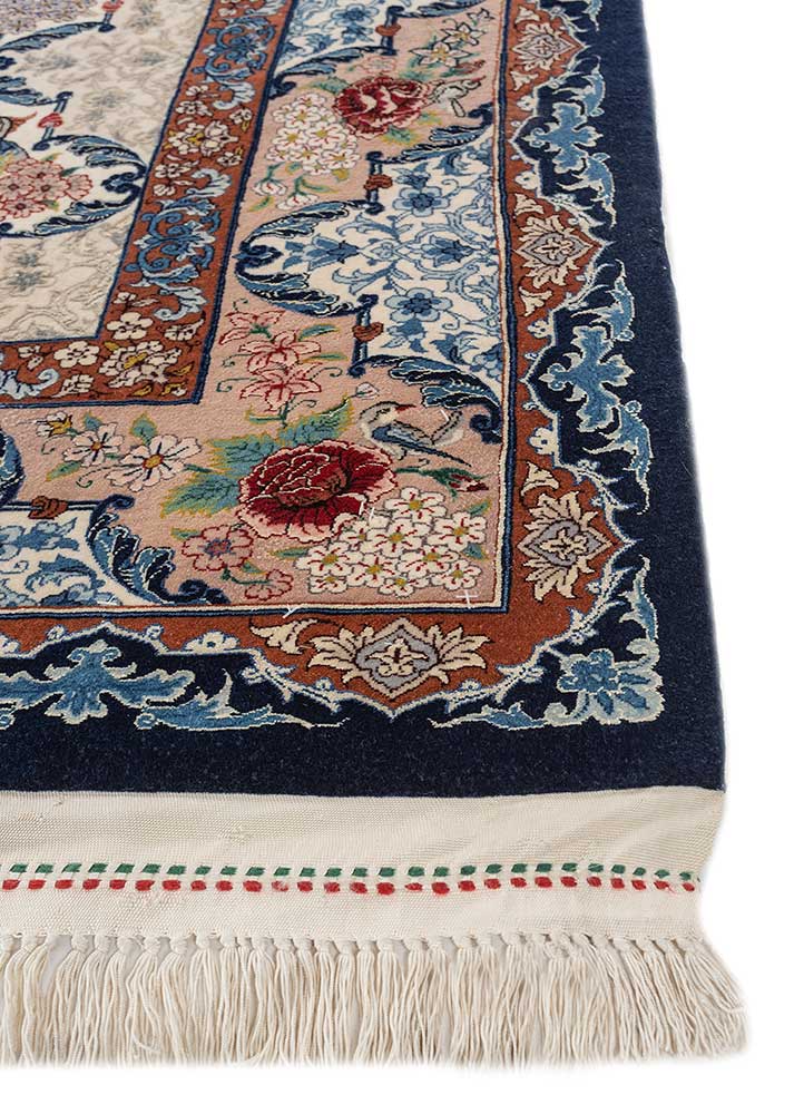 aalam blue wool hand knotted Rug - Corner