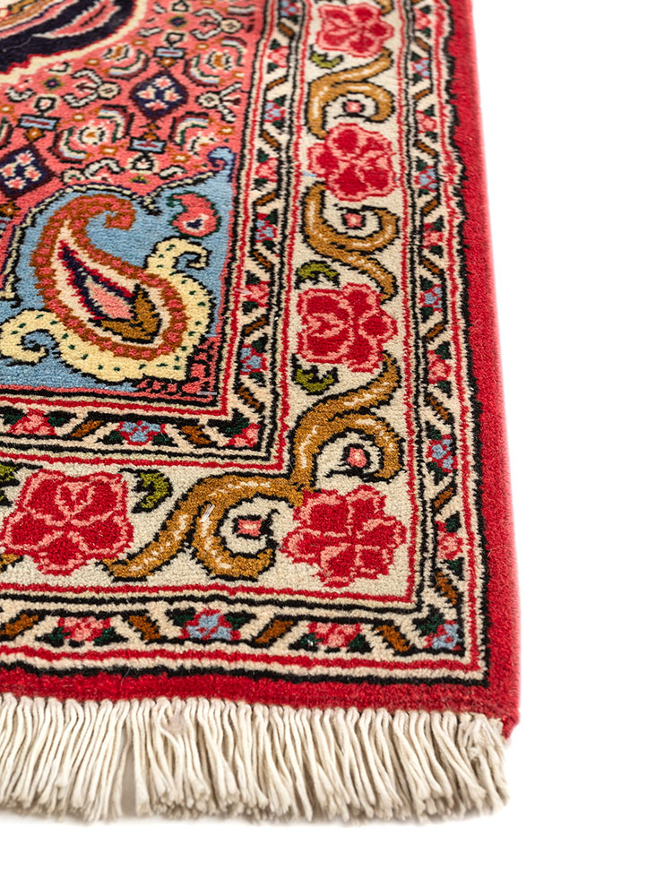 aalam pink and purple wool hand knotted Rug - Corner