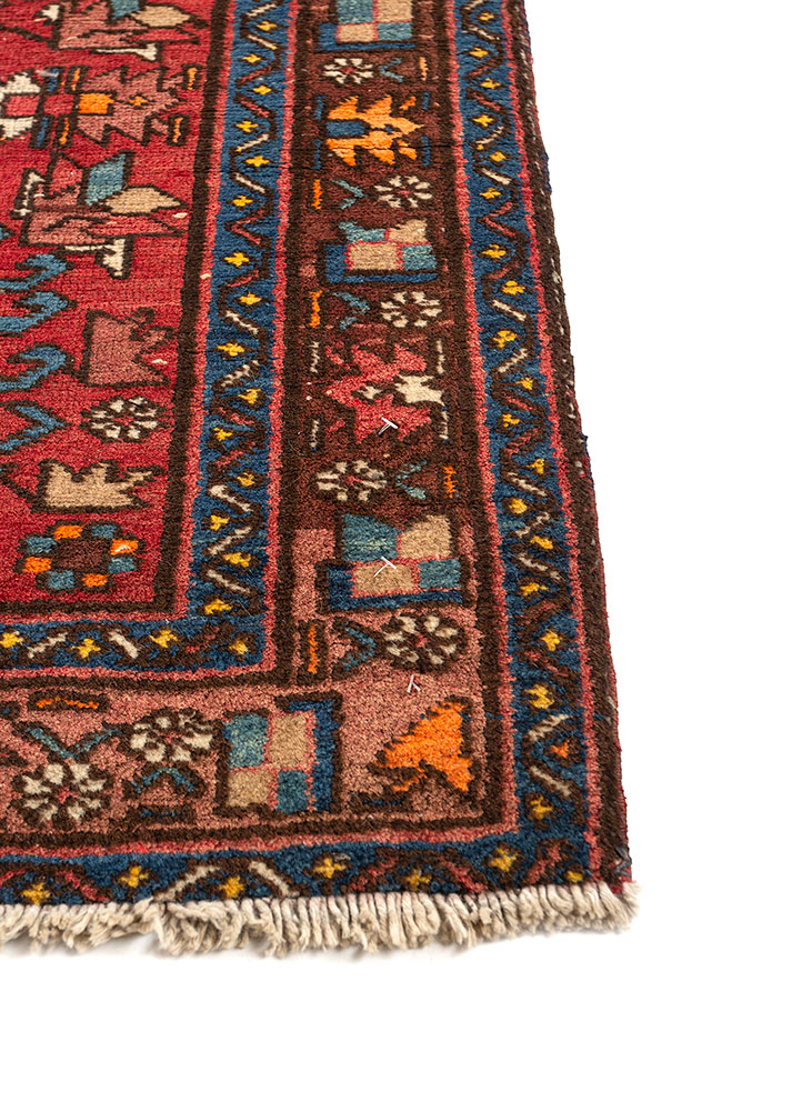 nuray red and orange wool hand knotted Rug - Corner