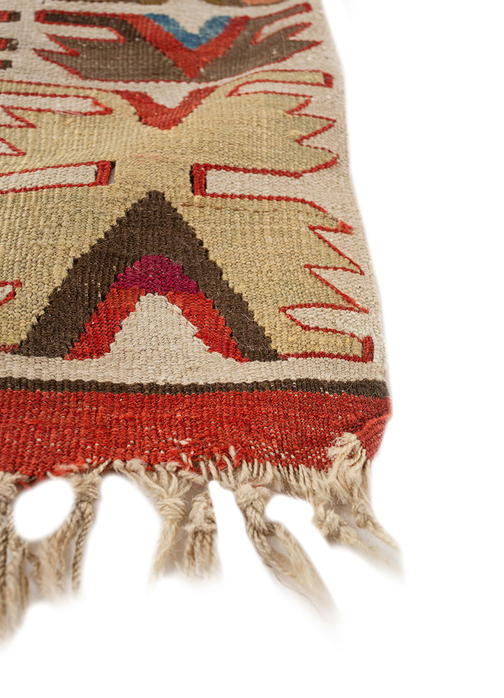 nayaab red and orange wool flat weaves Rug - Corner