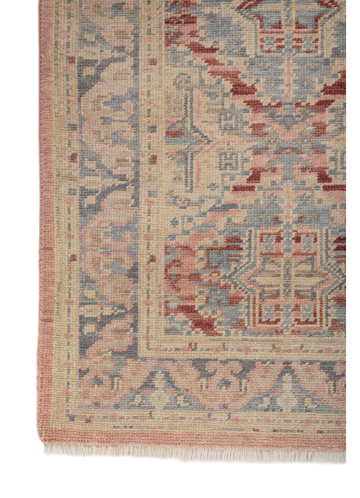erbe pink and purple wool hand knotted Rug - Corner