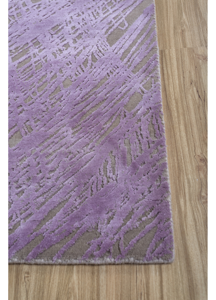 free verse by kavi pink and purple wool and silk hand knotted Rug - Corner