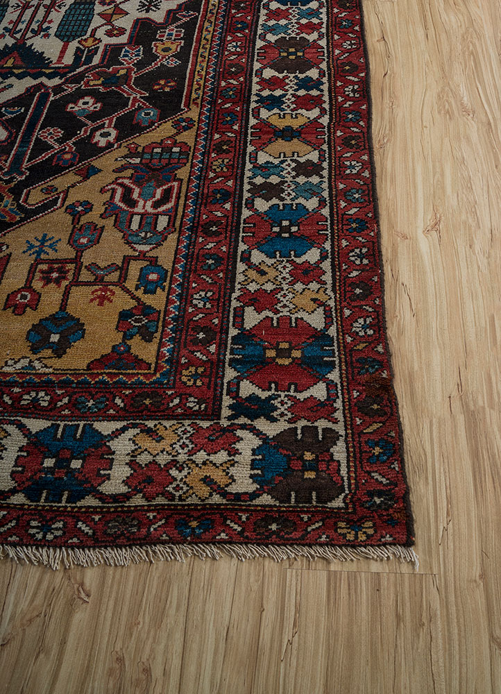 aalam blue wool hand knotted Rug - Corner