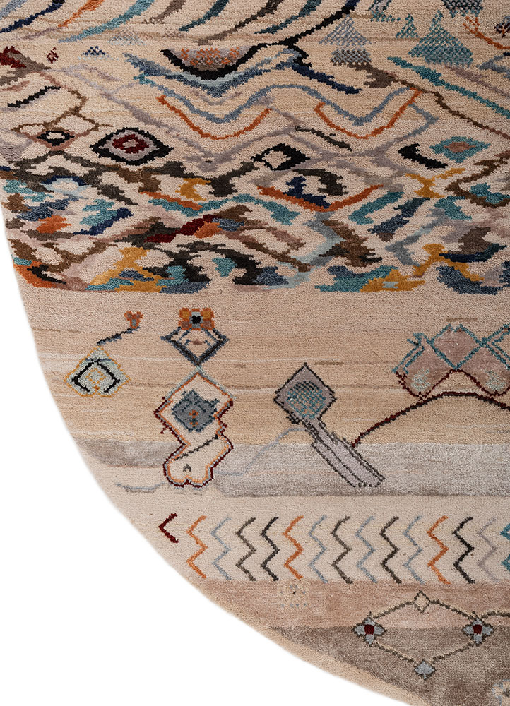 manchaha red and orange wool and bamboo silk hand knotted Rug - Corner
