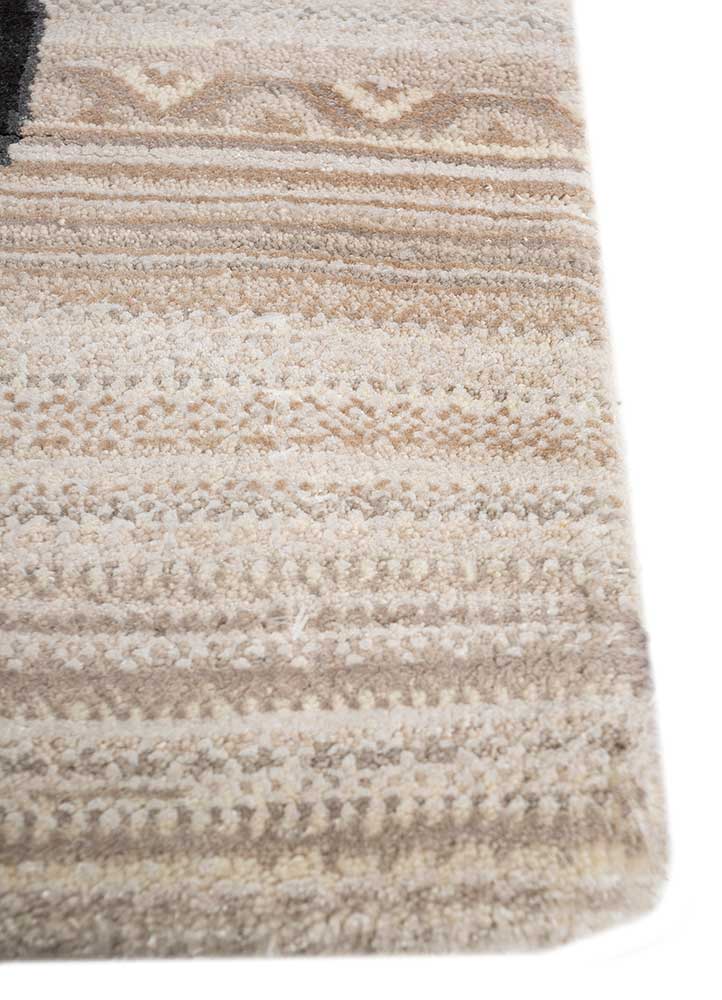 manchaha ivory wool and bamboo silk hand knotted Rug - Corner