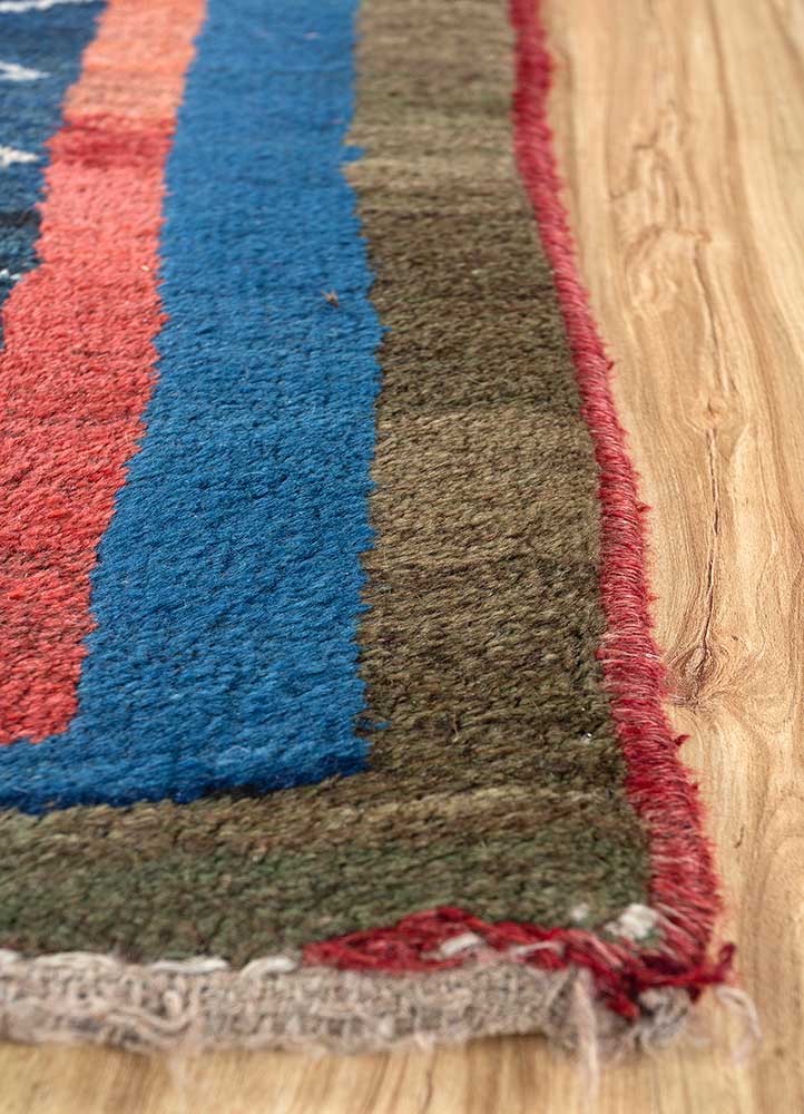 nuray red and orange wool hand knotted Rug - Corner