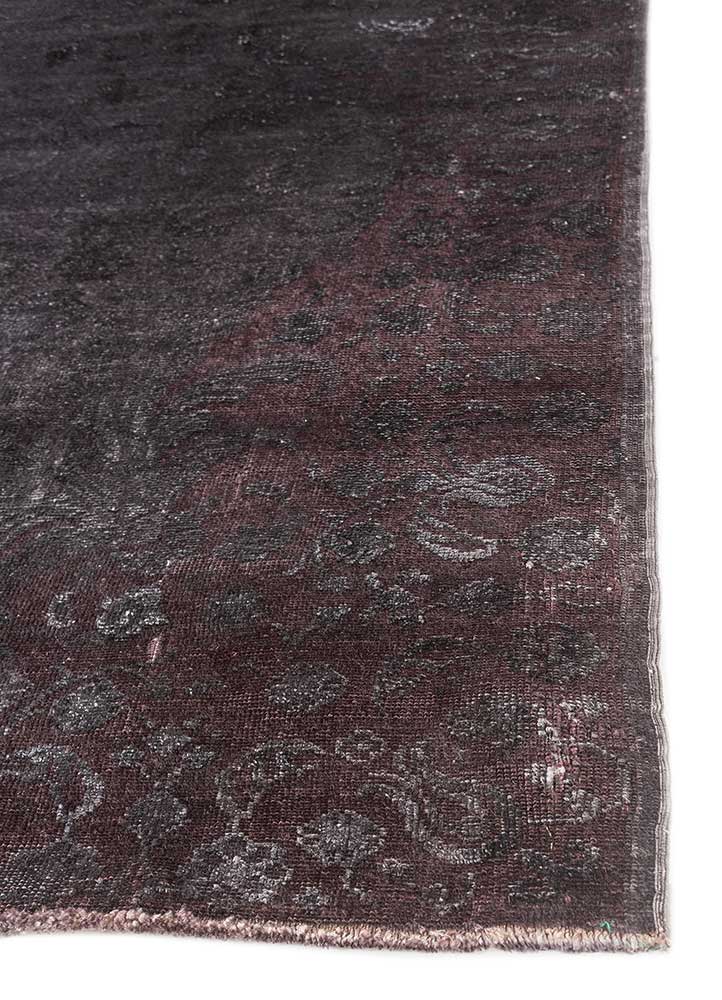 azalea grey and black wool and silk hand knotted Rug - Corner