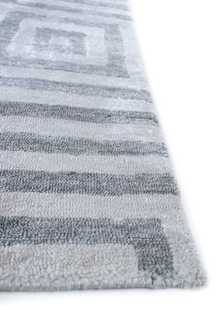 azalea grey and black viscose hand knotted Rug - Corner