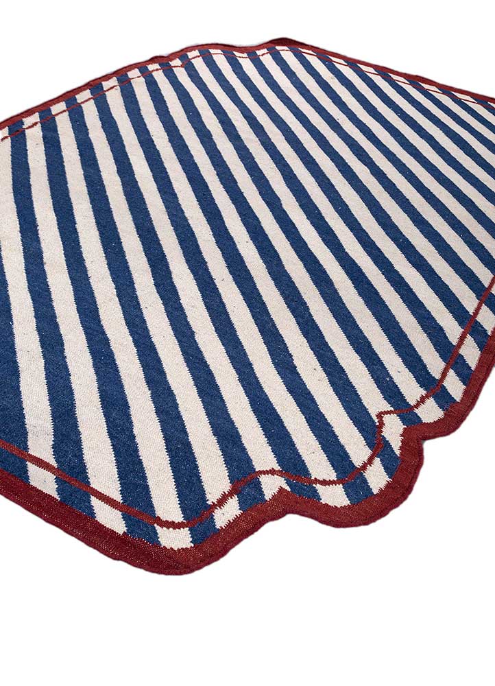 alhambra blue wool flat weaves Rug - FloorShot