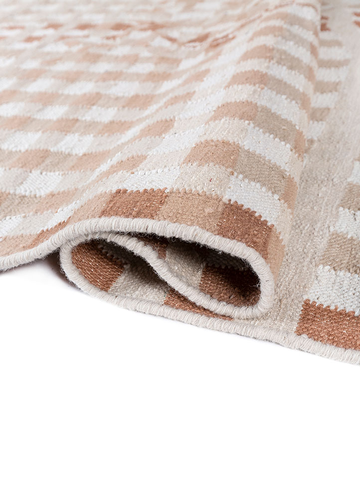 checkers ivory wool flat weaves Rug - FloorShot
