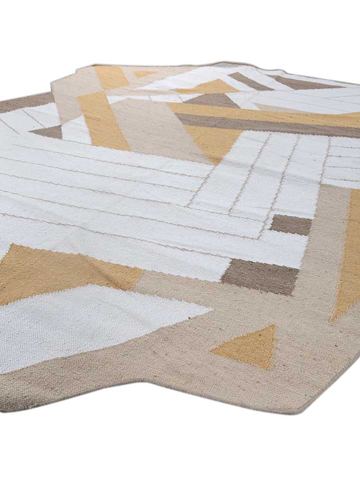 checkers ivory polyester flat weaves Rug - FloorShot