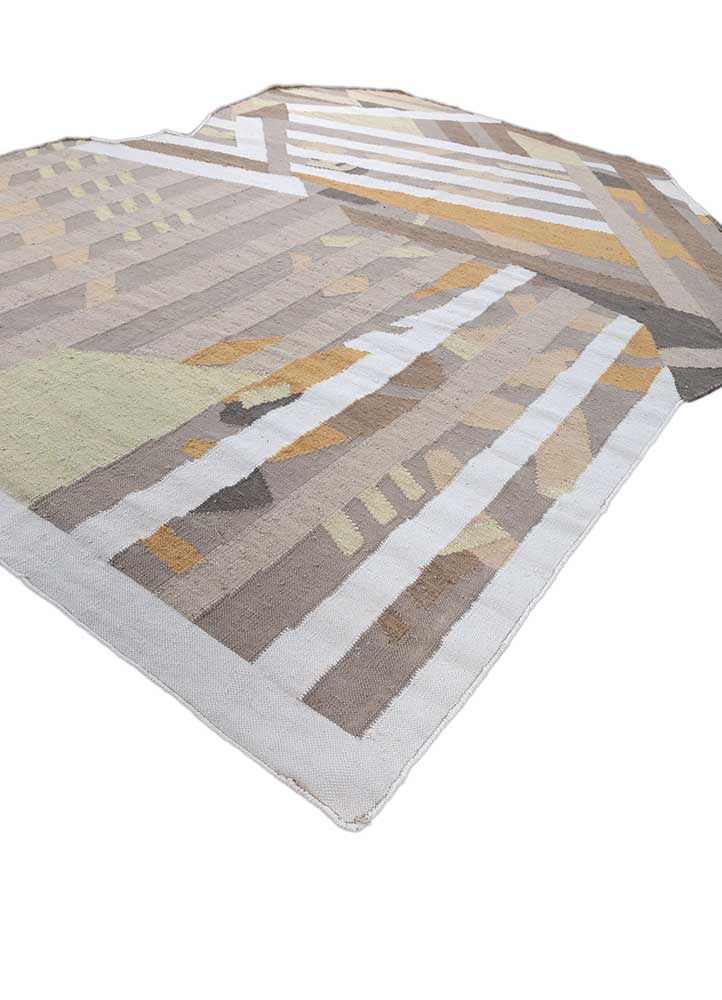 checkers ivory wool flat weaves Rug - FloorShot