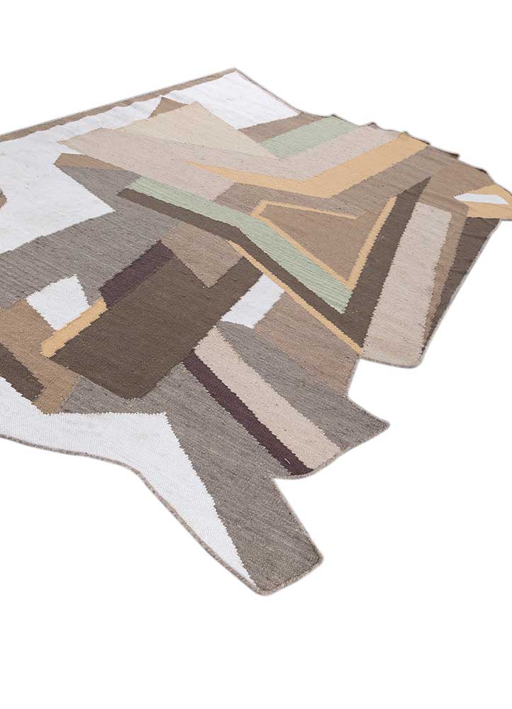 checkers ivory wool flat weaves Rug - FloorShot