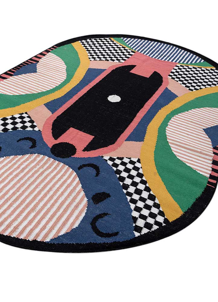 zen and zest grey and black wool flat weaves Rug - FloorShot
