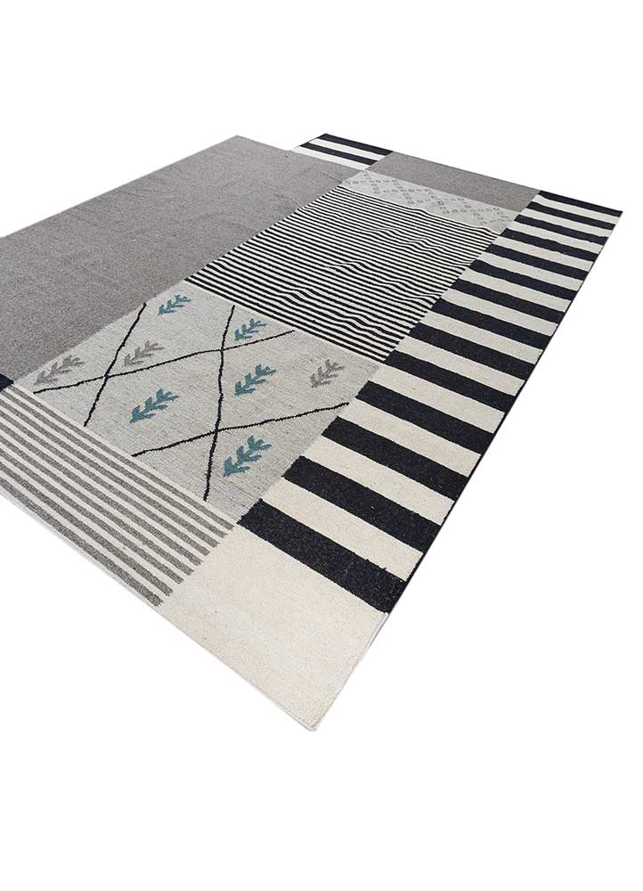 bedouin grey and black wool and viscose flat weaves Rug - FloorShot