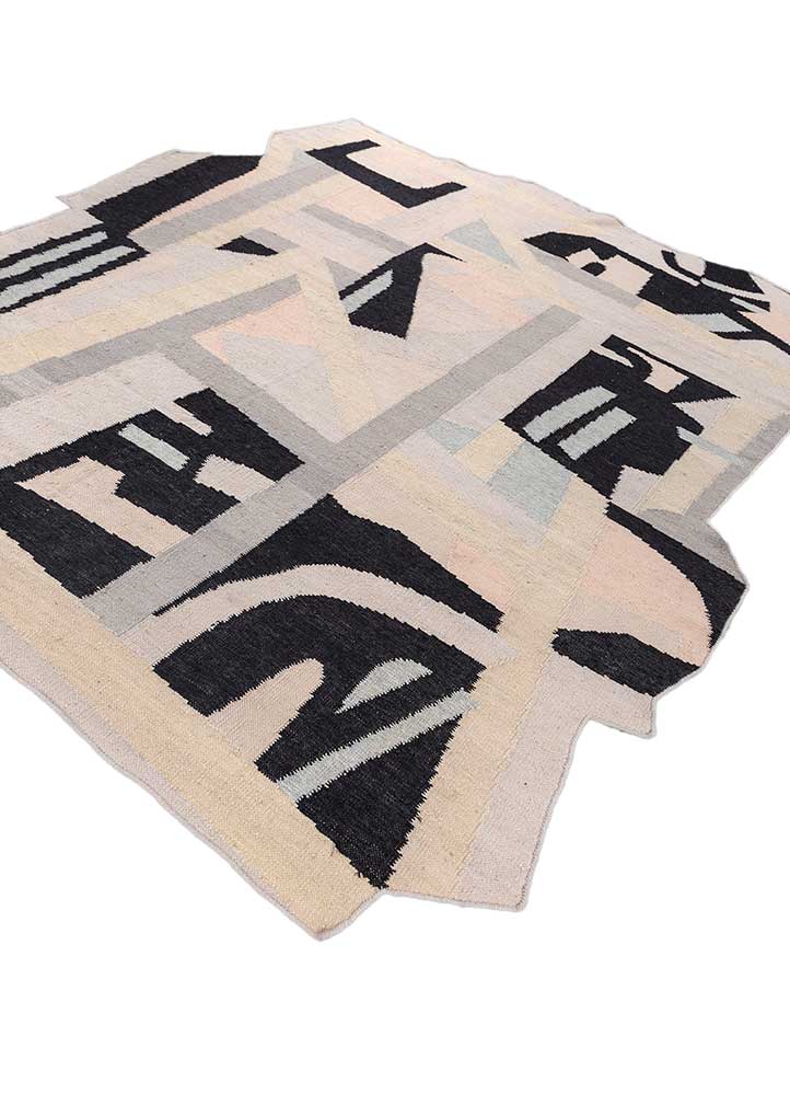 checkers ivory wool and viscose flat weaves Rug - FloorShot