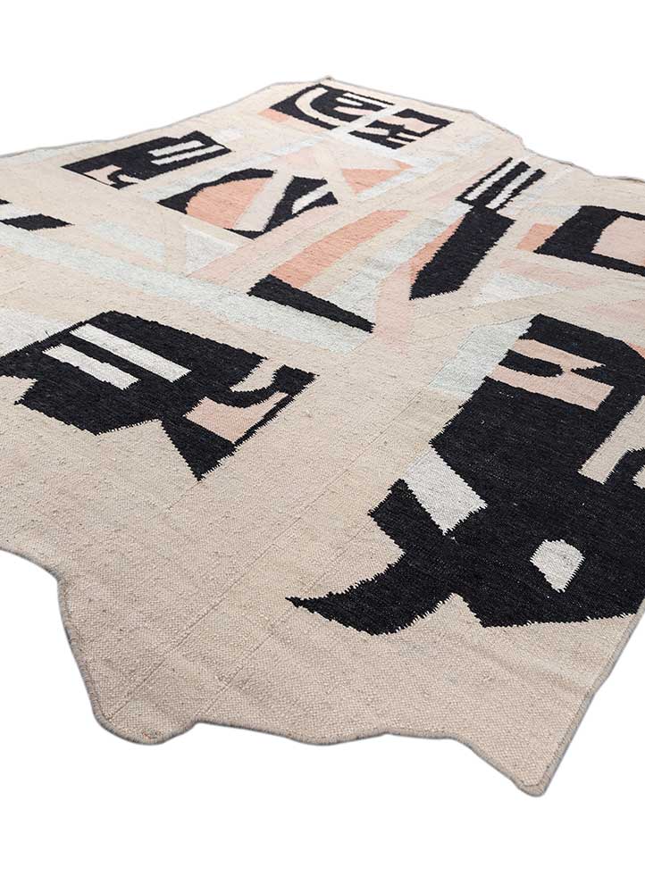 checkers ivory wool and viscose flat weaves Rug - FloorShot