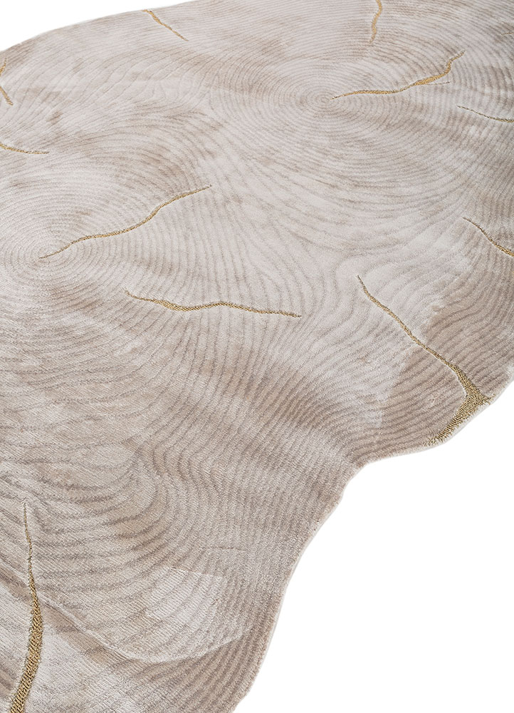azalea beige and brown bamboo silk hand knotted Rug - FloorShot