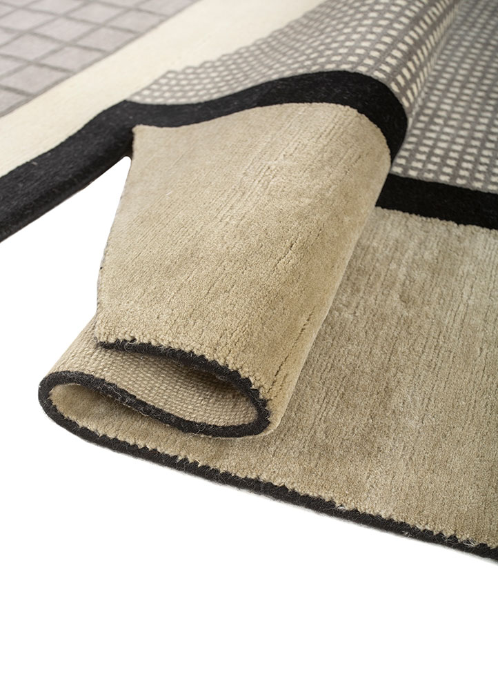 box grey and black wool hand knotted Rug - FloorShot