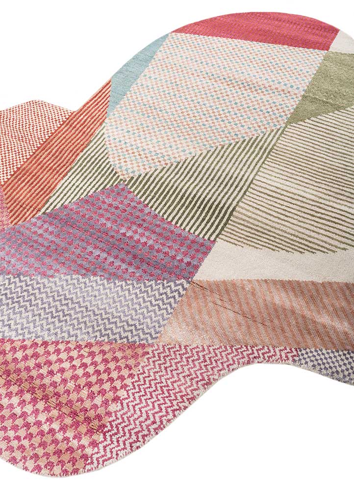 candyfloss ivory wool and bamboo silk hand knotted Rug - FloorShot