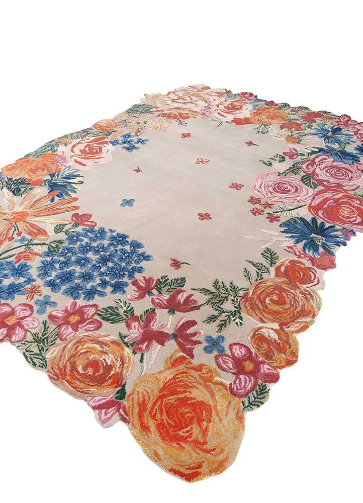 hacienda ivory wool and bamboo silk hand knotted Rug - FloorShot