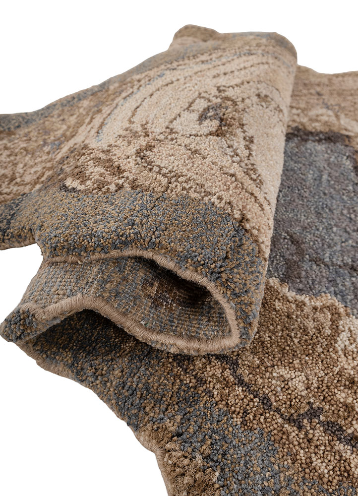 aprezo blue wool and silk hand knotted Rug - FloorShot