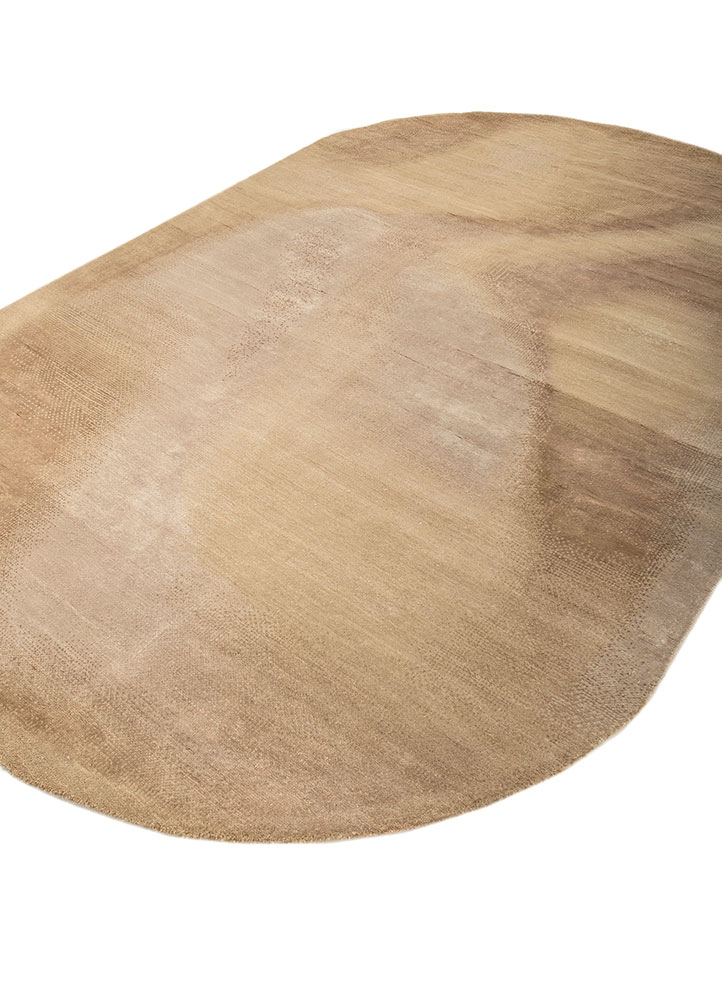aprezo beige and brown wool and bamboo silk hand knotted Rug - FloorShot