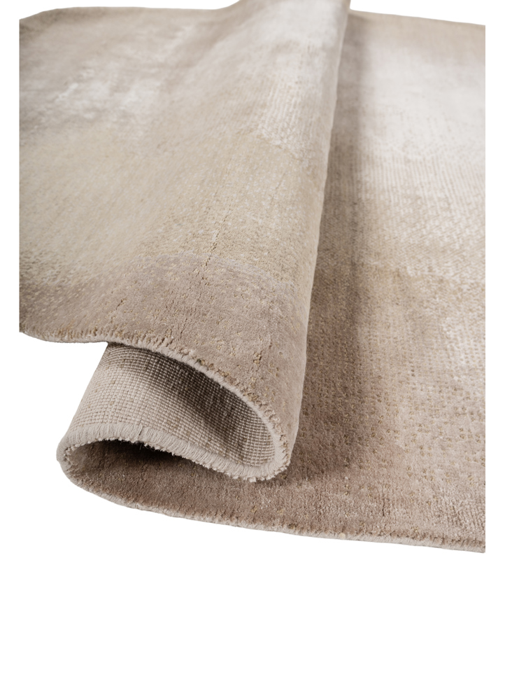 entropy beige and brown wool and bamboo silk hand knotted Rug - FloorShot