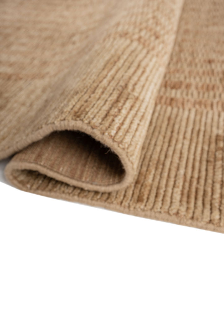 saga beige and brown wool hand loom Rug - FloorShot