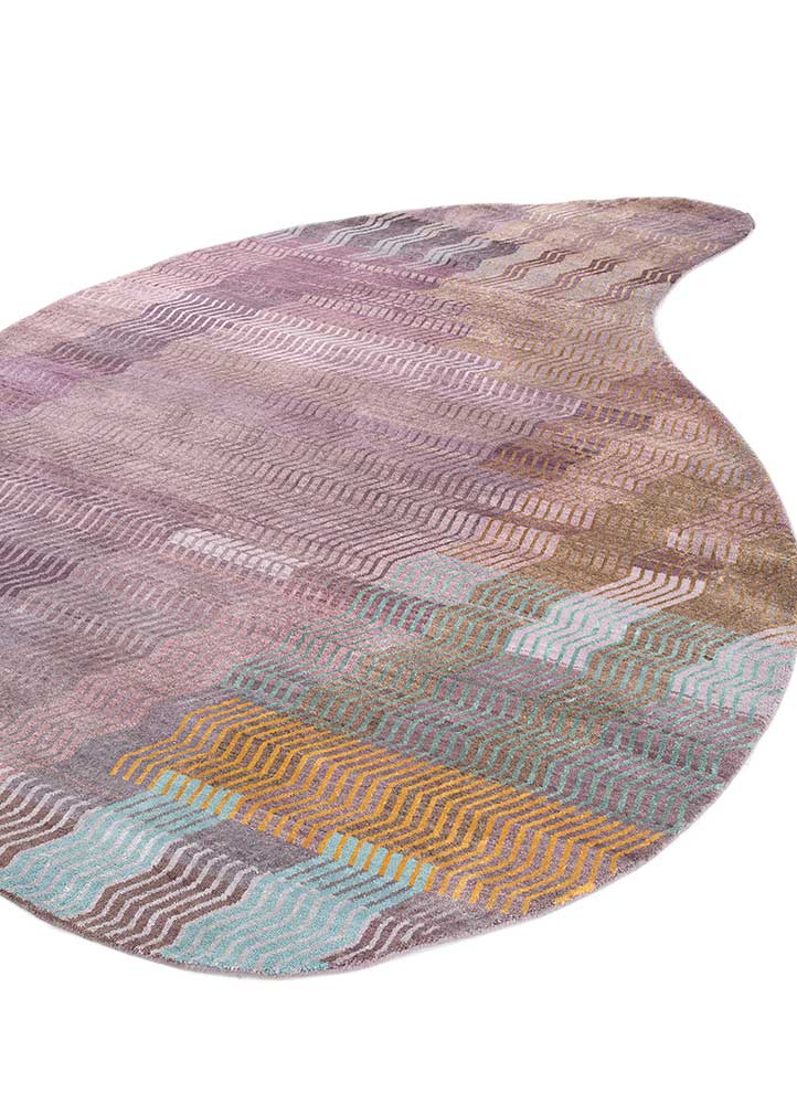 manchaha pink and purple wool and bamboo silk hand knotted Rug - FloorShot