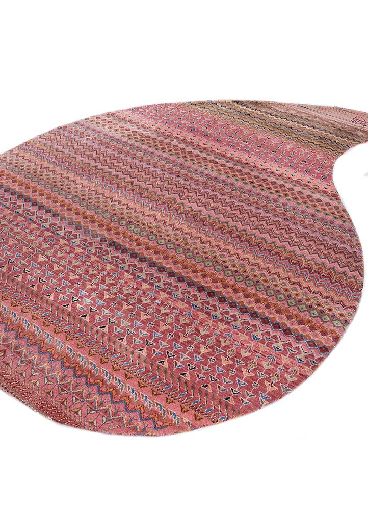 manchaha red and orange wool and bamboo silk hand knotted Rug - FloorShot