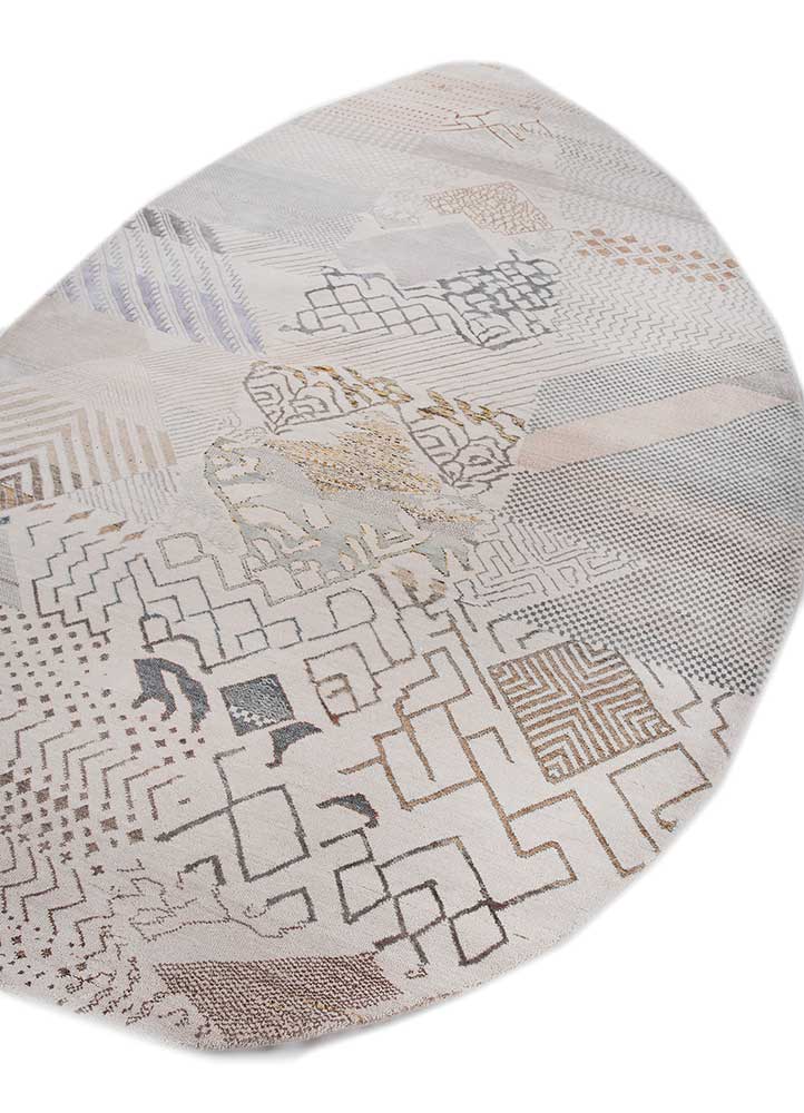manchaha ivory wool and bamboo silk hand knotted Rug - FloorShot