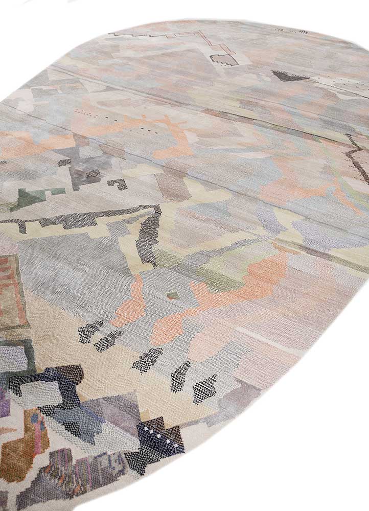 manchaha ivory wool and bamboo silk hand knotted Rug - FloorShot