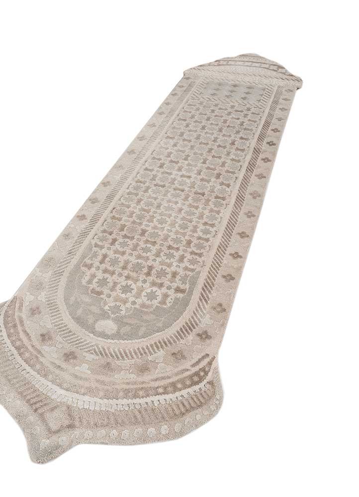 khidki beige and brown wool and bamboo silk hand knotted Rug - FloorShot