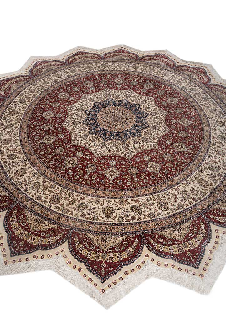 gulmarg red and orange silk hand knotted Rug - FloorShot