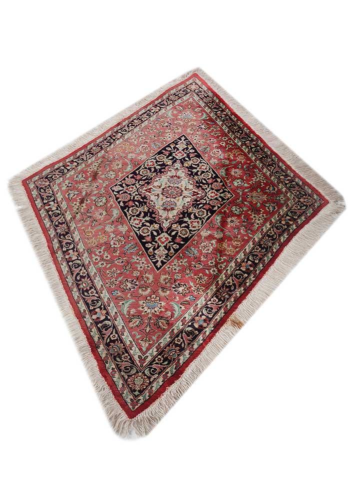 gulmarg pink and purple silk hand knotted Rug - FloorShot